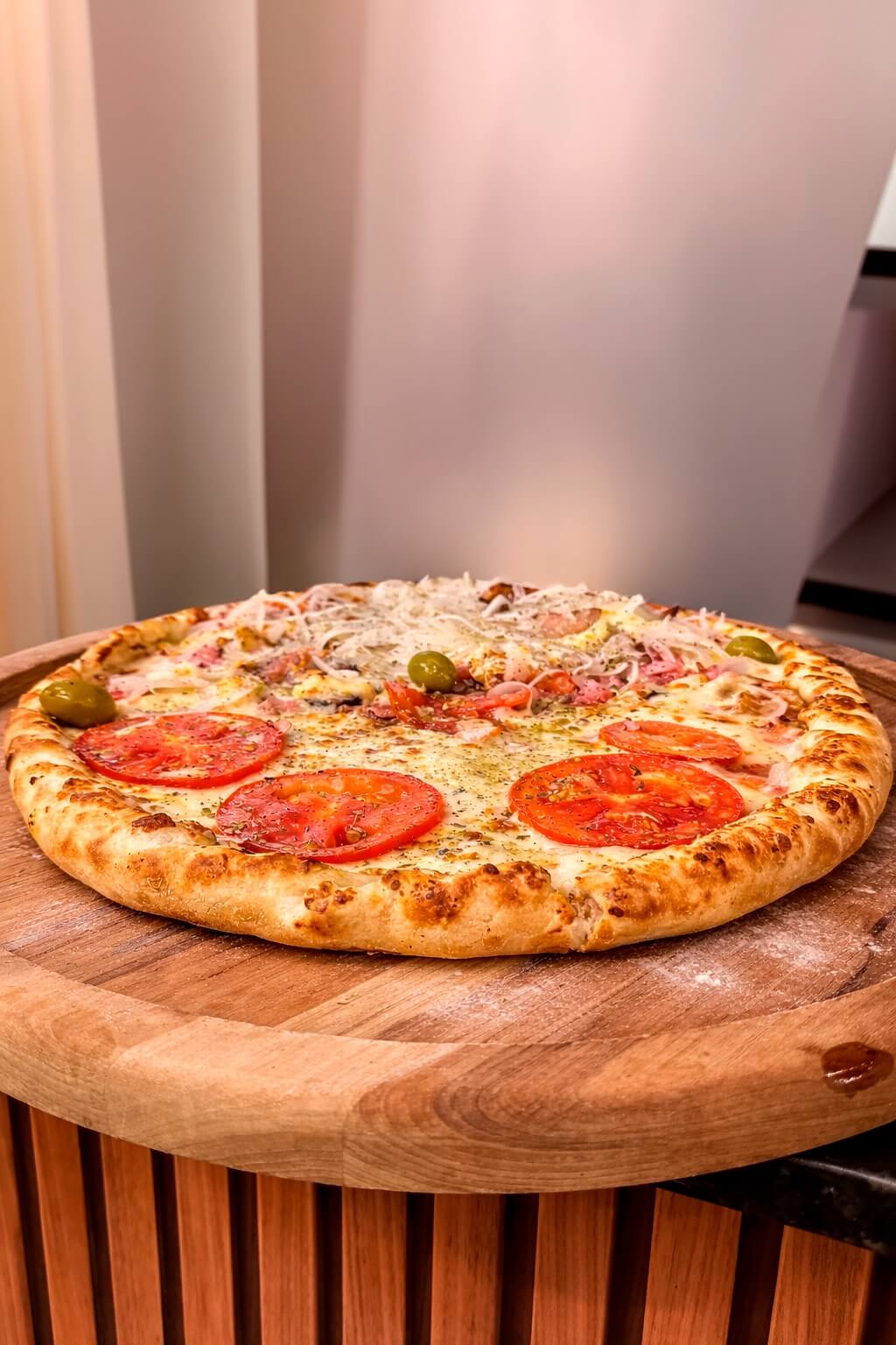 Pizza tradicional produzida para a Don Lek Pizzaria
